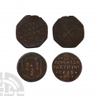 17th Century - King's Lynn and Bishop's Stortford- Token Farthing and Octagonal Halfpenny [2]. Dated 1668 A.D. and undated. King's Lynn, Norfolk, town...