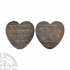 20th Century - Dennis / Covent Garden - 1 Shilling Market Token. 19th century A.D. Heart-shaped. Obv: R NEAL MAKER / W DENNIS / & SONS / COVENT / GARD...