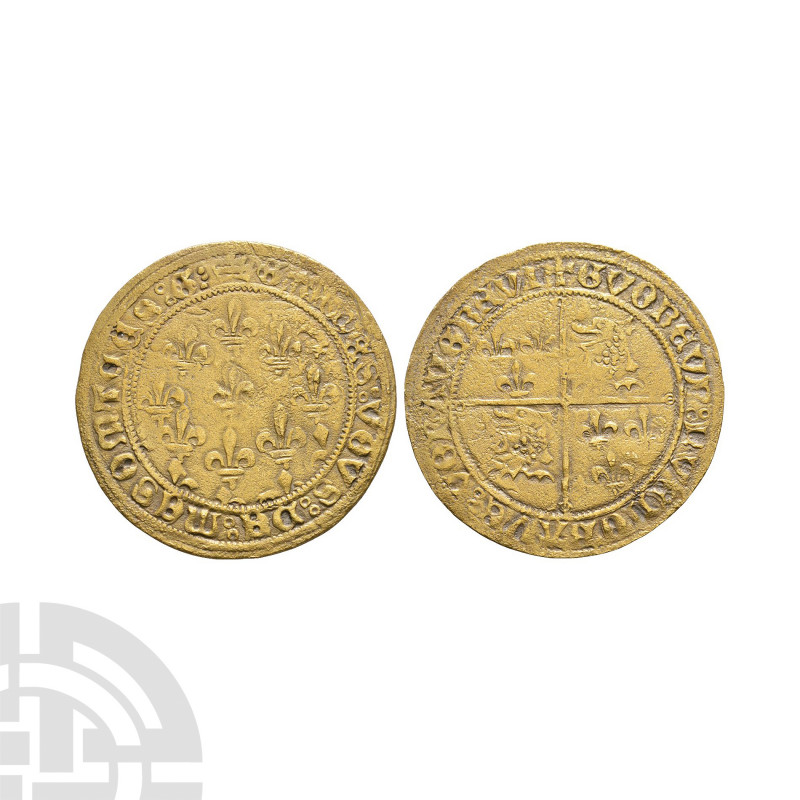 France - Dauphine Jeton. Late 16th century A.D. Obv: quartered arms with +GVOREV...