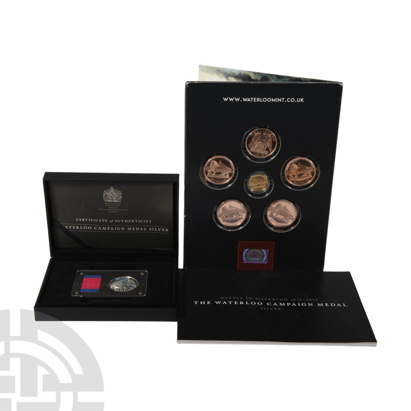 Waterloo Gold and Copper Medals Set with Campaign Medal Silver Replica [7]. Issu...