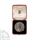 George VI - 1937 - Cased RM Large Silver Coronation Medal. Dated 1937 A.D. Large silver issue. Obvs: profile bust with GEORGE VI CROWNED 12 MAY 1937 l...