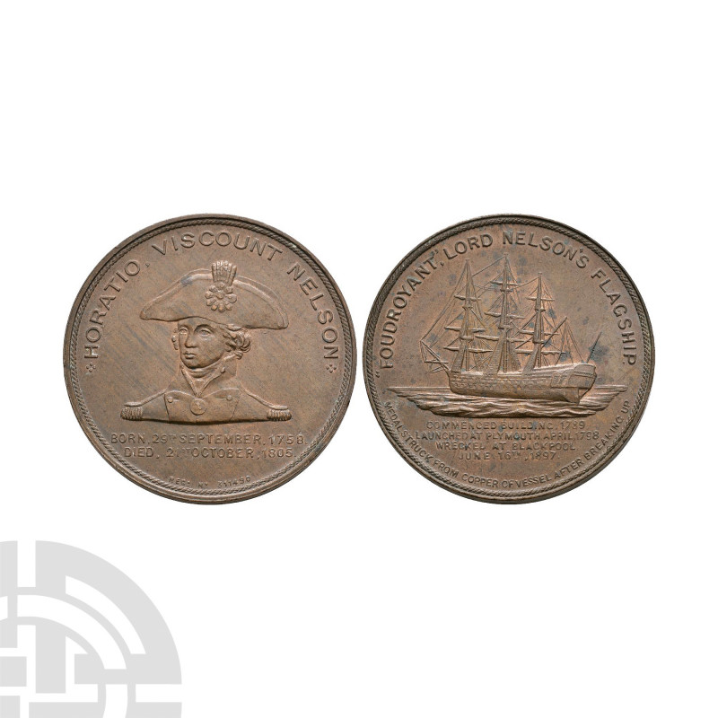 Lord Nelson - HMS Foudroyant - 1897 - Copper Medallion. Dated 1897 A.D. Register...
