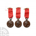 Royal Academy of Music - 1898-1901 - Nellie M Weaser - Award Medals [3]. Dated 1898-1901 A.D. Group comprising: bronze award medals. Obvs: profile bus...