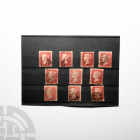 Victoria - Penny Red Stars and Plates Group [10]. 1856-1879 A.D. Group comprising: 1856-1858, penny red stars issue, large crown wmk (4); 1858-1879, p...