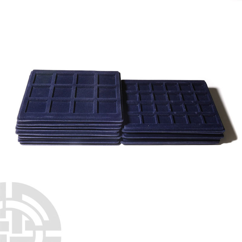 Velvet Coin Tray Group [15]. 21st century A.D. Group comprising: fifteen dark bl...