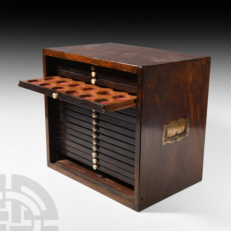 Antique Coin Cabinet. 19th century A.D. A good Victorian mahogany coin cabinet w...