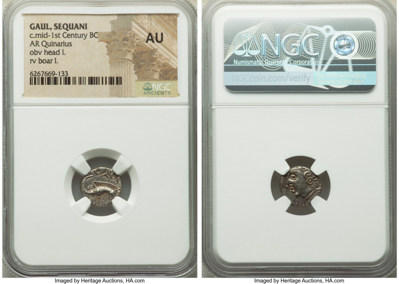 CENTRAL GAUL. Sequani. Ca. mid-1st Century BC. AR quinarius (12mm, 12h). NGC AU....