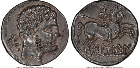 SPAIN. Bolscan (Osca). Ca. 2nd-1st centuries BC. AR denarius (18mm, 4.09 gm, 12h). NGC MS 5/5 - 3/5. Ca. 150-100 BC. BON (Iberian), bearded male head ...