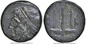 SICILY. Syracuse. Hieron II (ca. 275-215 BC). AE litra (19mm, 11h). NGC Choice XF. Head of Poseidon left, wearing taenia / ΙΕΡΩ-ΝΟΣ / Θ-Φ, trident hea...