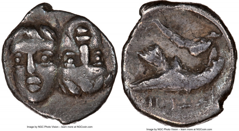 MOESIA. Istrus. Ca. 4th century BC. AR quarter-drachm(?) (11mm, 1h). NGC VF. Two...