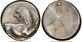 THRACE. Chersonesus. Ca. 4th century BC. AR hemidrachm (12mm, . NGC VF. Persic standard, ca. 480-350 BC. Forepart of lion right, head reverted / Quadr...
