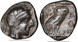 ATTICA. Athens. Ca. 440-404 BC. AR tetradrachm (24mm, 17.15 gm, 10h). NGC Choice AU 5/5 - 4/5. Mid-mass coinage issue. Head of Athena right, wearing e...