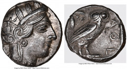 ATTICA. Athens. Ca. 440-404 BC. AR tetradrachm (23mm, 17.13 gm, 8h). NGC Choice AU 5/5 - 3/5. Mid-mass coinage issue. Head of Athena right, wearing ea...