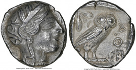 ATTICA. Athens. Ca. 440-404 BC. AR tetradrachm (24mm, 17.14 gm, 8h). NGC Choice AU 5/5 - 3/5. Mid-mass coinage issue. Head of Athena right, wearing ea...