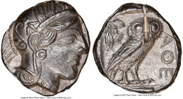 ATTICA. Athens. Ca. 440-404 BC. AR tetradrachm (24mm, 17.19 gm, 6h). NGC Choice AU 5/5 - 2/5, test cut. Mid-mass coinage issue. Head of Athena right, ...