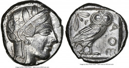 ATTICA. Athens. Ca. 440-404 BC. AR tetradrachm (23mm, 17.15 gm, 3h). NGC AU 5/5 - 4/5. Mid-mass coinage issue. Head of Athena right, wearing earring, ...