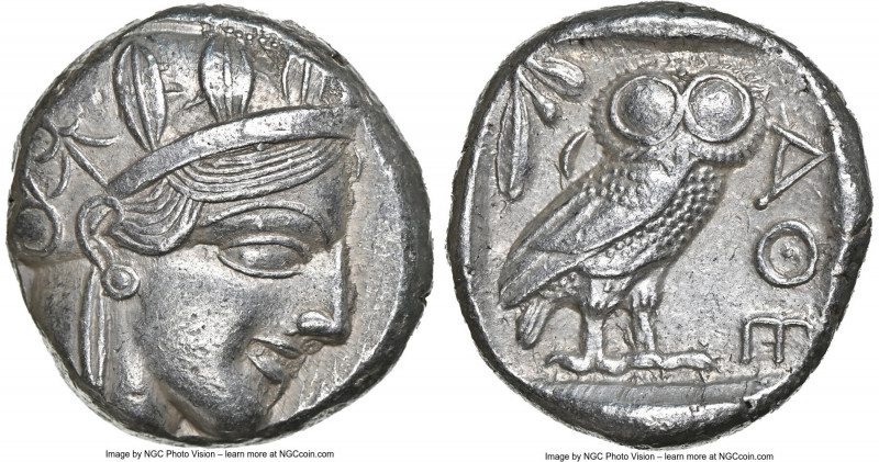 ATTICA. Athens. Ca. 440-404 BC. AR tetradrachm (23mm, 17.18 gm, 7h). NGC AU 4/5 ...