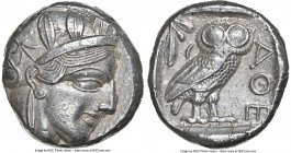 ATTICA. Athens. Ca. 440-404 BC. AR tetradrachm (23mm, 17.18 gm, 7h). NGC AU 4/5 - 4/5. Mid-mass coinage issue. Head of Athena right, wearing earring, ...