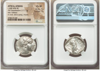 ATTICA. Athens. Ca. 440-404 BC. AR tetradrachm (24mm, 17.17 gm, 10h). NGC Choice XF 5/5 - 3/5. Mid-mass coinage issue. Head of Athena right, wearing e...