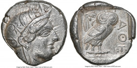 ATTICA. Athens. Ca. 440-404 BC. AR tetradrachm (25mm, 17.14 gm, 3h). NGC XF 5/5 - 4/5. Mid-mass coinage issue. Head of Athena right, wearing earring, ...