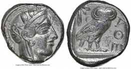 ATTICA. Athens. Ca. 440-404 BC. AR tetradrachm (24mm, 17.18 gm, 7h). NGC XF 3/5 - 4/5. Mid-mass coinage issue. Head of Athena right, wearing earring, ...