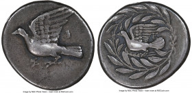 SICYONIA. Sicyon. Ca. 350-320 BC. AR drachm (19mm, 5.73 gm, 11h). NGC VF 5/5 - 4/5. Dove alighting left, Σ below / Dove flying left, E above tail, all...