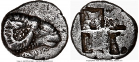 TROAS. Cebren. Ca. 5th century BC. AR diobol (10mm). NGC XF. ΚEΒΡΕΝ, head of ram right / Quadripartite incuse square. SNG Copenhagen 254. 

HID0980124...