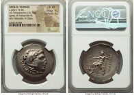 AEOLIS. Temnus. Ca. 200-170 BC. AR tetradrachm (34mm, 16.78 gm, 1h). NGC Choice XF 5/5 - 4/5. Late posthumous issue in the name and types of Alexander...