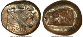 LYDIAN KINGDOM. Alyattes or Walwet (ca. 610-546 BC). EL third-stater (12mm, 4.70 gm). NGC Choice VF 5/5 - 3/5, countermark. Uninscribed, Lydo-Milesian...