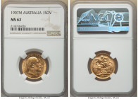 Edward VII gold Sovereign 1907-M MS62 NGC, Melbourne mint, KM15. AGW 0.2355 oz. 

HID09801242017

© 2022 Heritage Auctions | All Rights Reserved