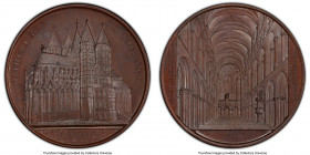 Leopold I bronze Specimen "Cathedral de Tournai" Medal 1857 SP64 PCGS, Hohydonck-151. 59mm. By J. Wiener. Exterior view of Cathedral / Interior view o...