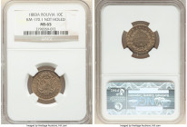 Republic 10 Centavos 1883-A MS65 NGC, Paris mint, KM170.1. This variety not holed. Lustrous with pastel iridescence. 

HID09801242017

© 2022 Heritage...