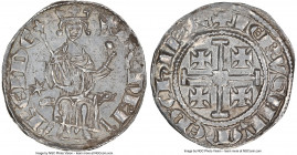 Cyprus. Henry II (2nd Reign, 1310-1324) Gros ND MS62 NGC, CCS-54. 4.63gm. +hЄnRI | RЄI: DЄ, king seated on curule chair, foreparts of lions at sides, ...
