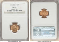 Republic gold 2 Pesos 1916 MS63 NGC, Philadelphia mint, KM17. Two year type. 

HID09801242017

© 2022 Heritage Auctions | All Rights Reserved