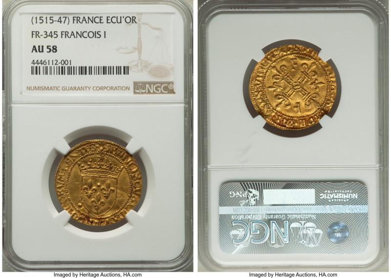 François I gold Ecu d'Or ND (1515-1547) AU58 NGC, Fr-345, Dup-775. 

HID09801242...