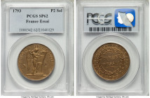 Republic bronze Specimen Essai 2 Sols 1793 SP62 PCGS, Maz-337. By Dupré. 

HID09801242017

© 2022 Heritage Auctions | All Rights Reserved