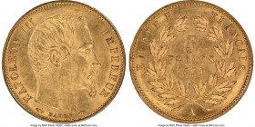 Napoleon III gold 5 Francs 1854-A MS65 NGC, Paris mint, KM783. Plain edge variety. Veiled luster with satin surfaces. 

HID09801242017

© 2022 Heritag...