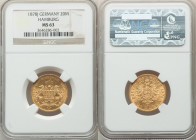 Hamburg. Free City gold 20 Mark 1878-J MS63 NGC, Hamburg mint, KM602. 

HID09801242017

© 2022 Heritage Auctions | All Rights Reserved