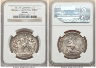 Prussia. Wilhelm II "Napoleon's Defeat" 3 Mark 1913-A MS66 NGC, Berlin mint, KM534, J-110. Toned ash-gray with flares of peach. 

HID09801242017

© 20...