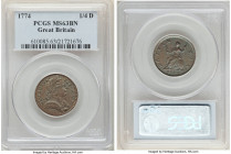 George III Farthing 1774 MS63 Brown PCGS, KM602. Chocolate surfaces with teal toning. 

HID09801242017

© 2022 Heritage Auctions | All Rights Reserved...