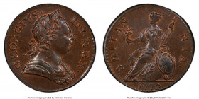 George III 1/2 Penny 1772 MS64 Brown PCGS, KM601, S-3774. Exceptionally glossy cordovan brown surface with bright orange highlights to lettering and d...