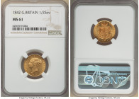 Victoria gold 1/2 Sovereign 1842 MS61 NGC, KM735.1, S-3859. Exceptional strike, conservatively graded with a lovely cantaloupe orange colored tone. 

...