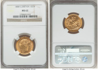 Victoria gold Sovereign 1880 MS62 NGC, KM752. Butterscotch colored gold with mint bloom. 

HID09801242017

© 2022 Heritage Auctions | All Rights Reser...