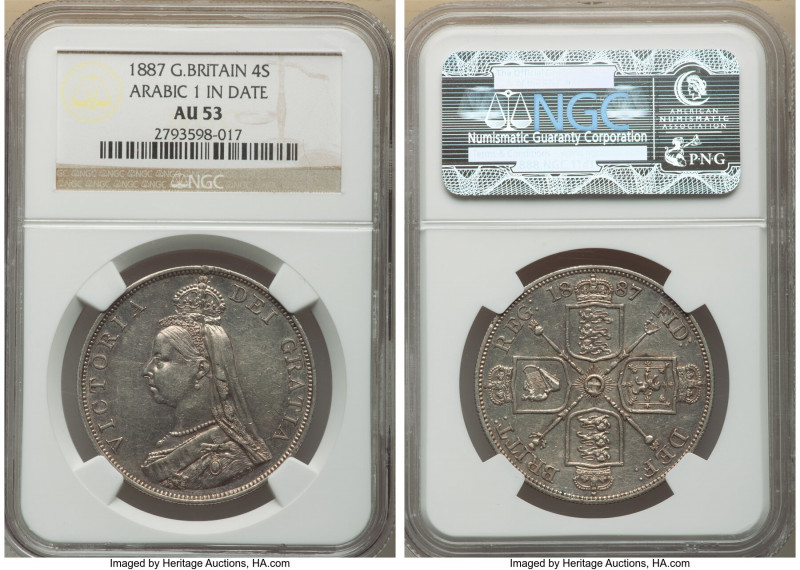 Victoria Pair of Certified Assorted Florins 1887 NGC, 1) Florin - AU58 KM762 2) ...