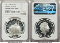 Elizabeth II Pair of Certified silver "Britannia with Lion" 2 Pounds 2021 NGC, 1) 2 Pounds - PR69 Ultra Cameo 2) 2 Pounds - Reverse PR69 KM-Unl. Sold ...