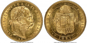 Franz Joseph I gold 8 Forint (20 Francs) 1881-KB MS63 NGC, Kremnitz mint, KM467. 

HID09801242017

© 2022 Heritage Auctions | All Rights Reserved
