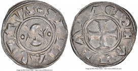 Siena. Republic Grosso ND (c. 1180-1390) AU58 NGC, MIR-483, Biaggi-2535. 20mm. 1.71gm. + SENAVETUS inner circle "S" surrounded by four pellets, ( : S ...