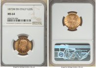 Vittorio Emanuele II gold 20 Lire 1873 M-BN MS64 NGC, Milan mint, KM10.3. AGW 0.1867 oz. 

HID09801242017

© 2022 Heritage Auctions | All Rights Reser...