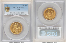 Republic gold 20 Soles 1951 MS63 PCGS, Lima mint, KM229. Semi-Prooflike surfaces with glimmering luster. AGW 0.2709 oz. 

HID09801242017

© 2022 Herit...