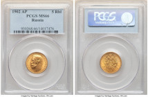 Nicholas II gold 5 Roubles 1902-AP MS66 PCGS, St. Petersburg mint, KM-Y62. AGW 0.1245 oz. 

HID09801242017

© 2022 Heritage Auctions | All Rights Rese...